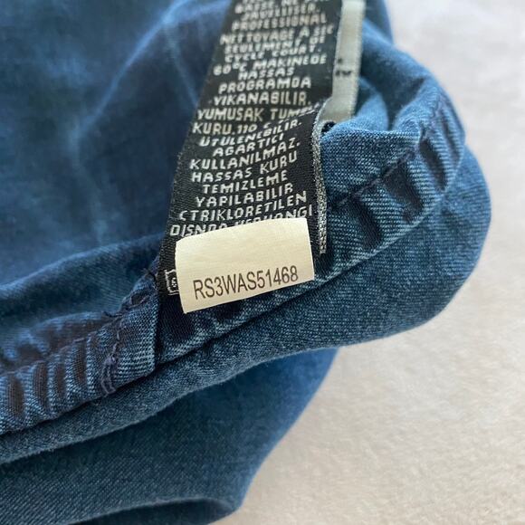 Tibi Button Front Chambray Denim Skirt Size 6 100% Lyocell Slant Pockets Blue - Picture 4 of 8